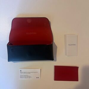 Valentino Black Red Hard Faux Leather Case Only l Red Auth Card Papers